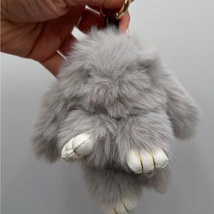 Gray Fluffy Rabbit Keychain